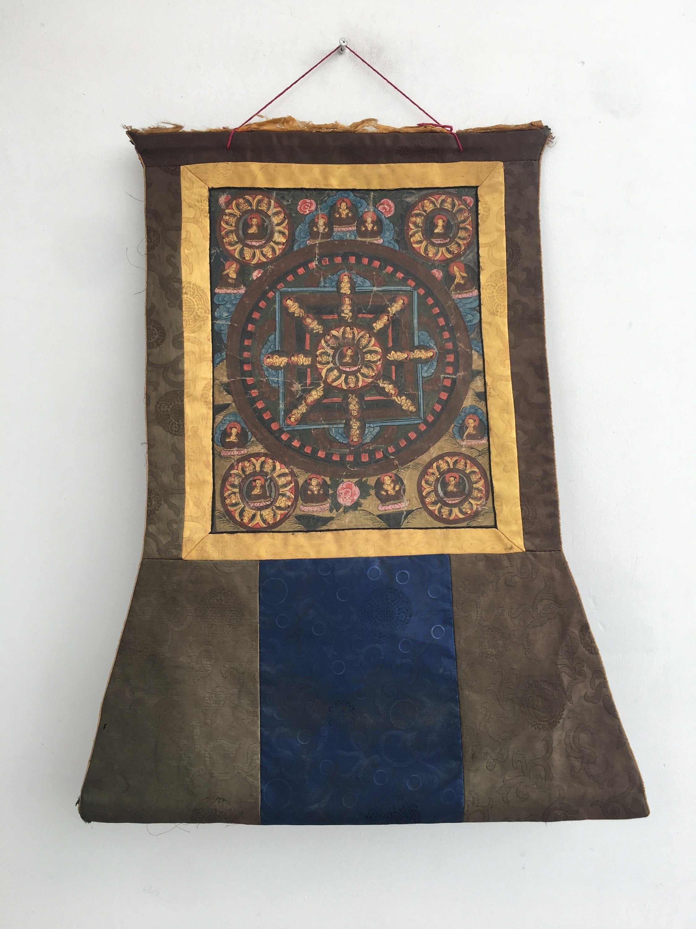 Beautiful Brocade Mandala Thangka | Buddhist Handpainted Art | Religious Wall Decors