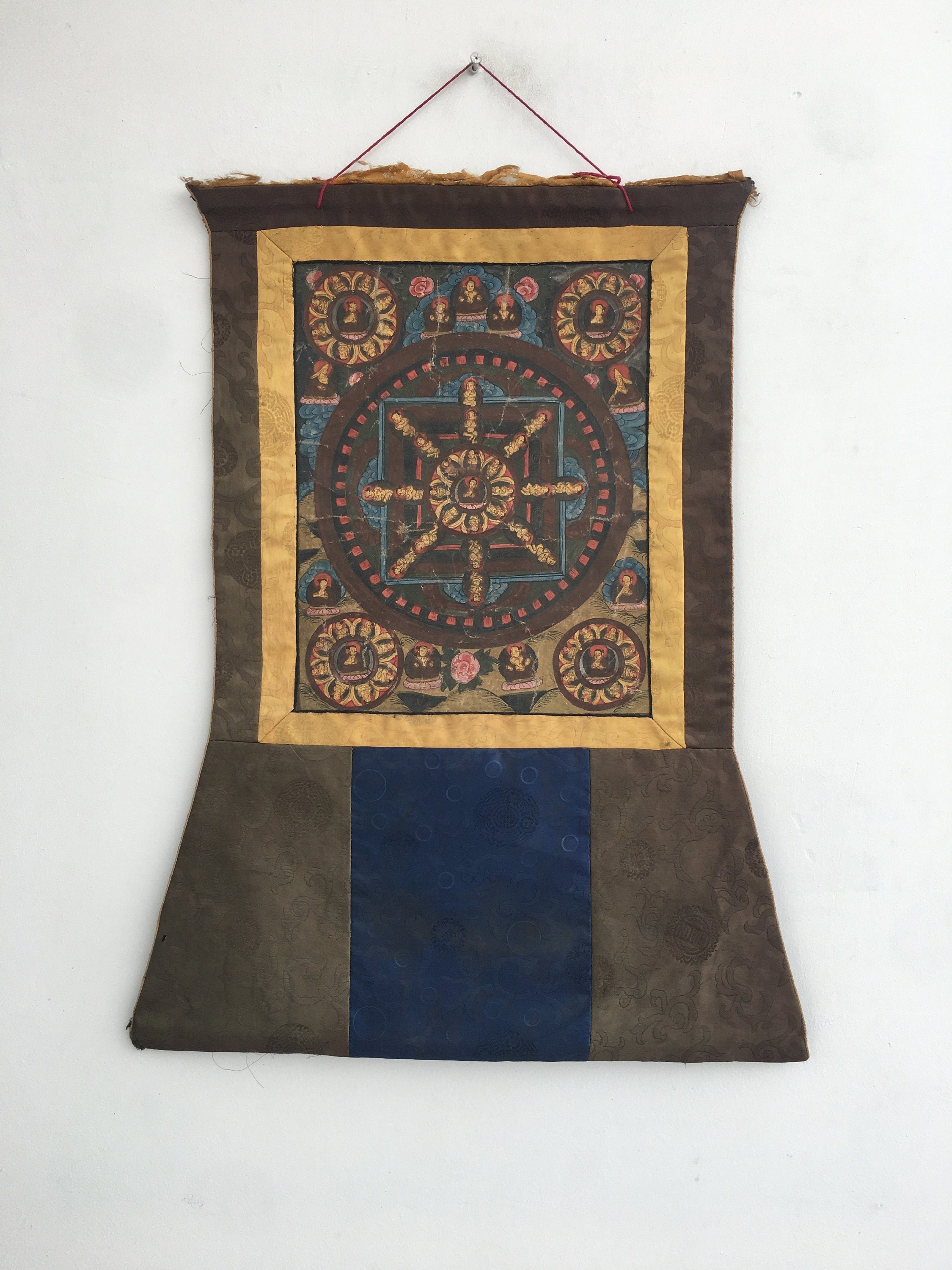 Beautiful Brocade Mandala Thangka | Buddhist Handpainted Art | Religious Wall Decors