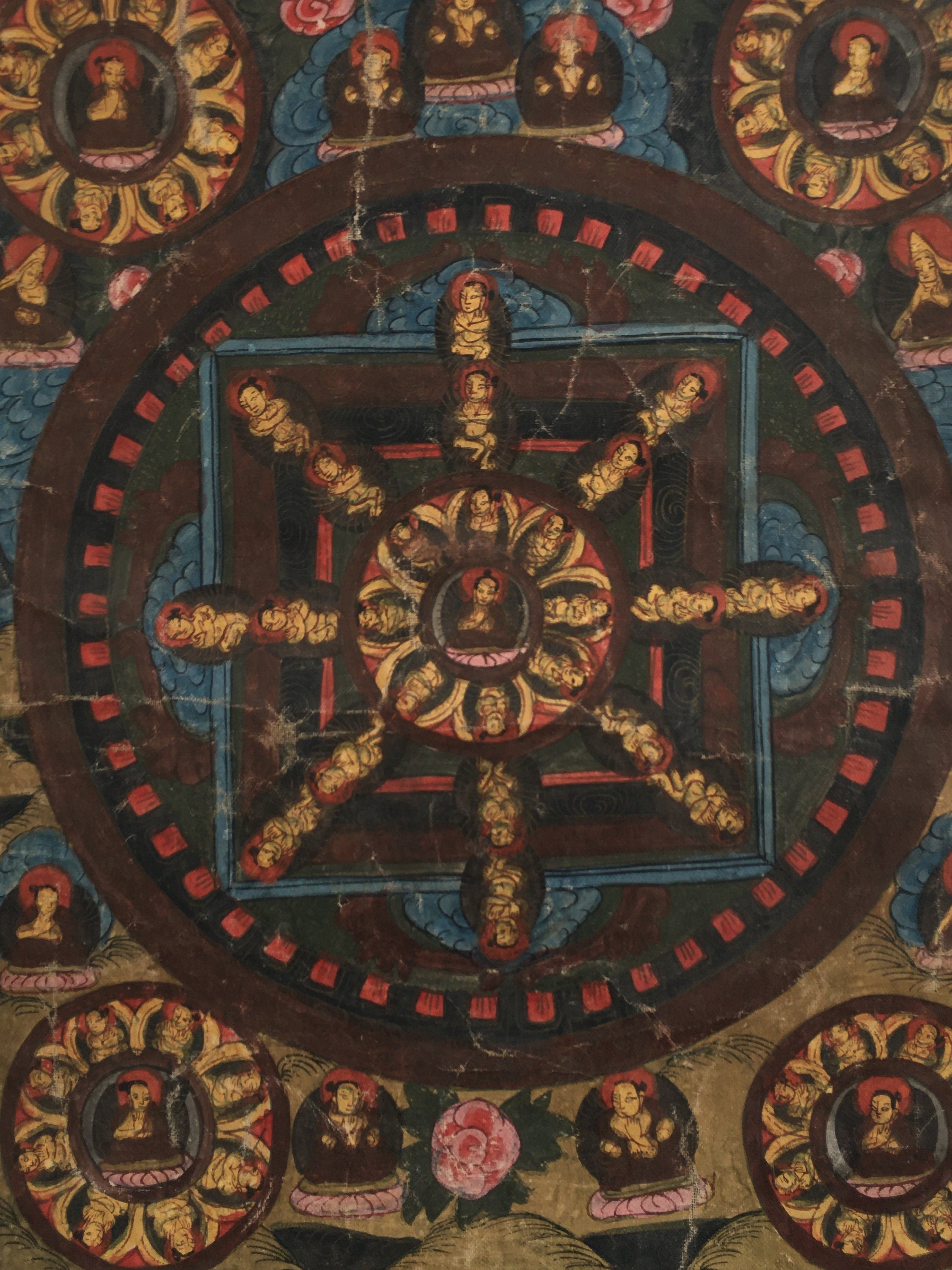 Beautiful Brocade Mandala Thangka | Buddhist Handpainted Art | Religious Wall Decors