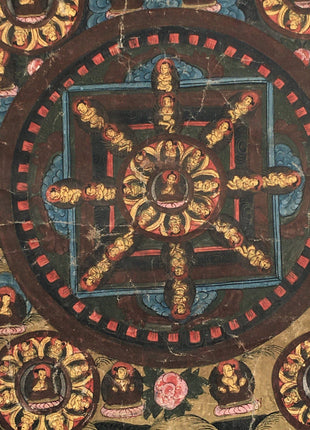 Beautiful Brocade Mandala Thangka | Buddhist Handpainted Art | Religious Wall Decors