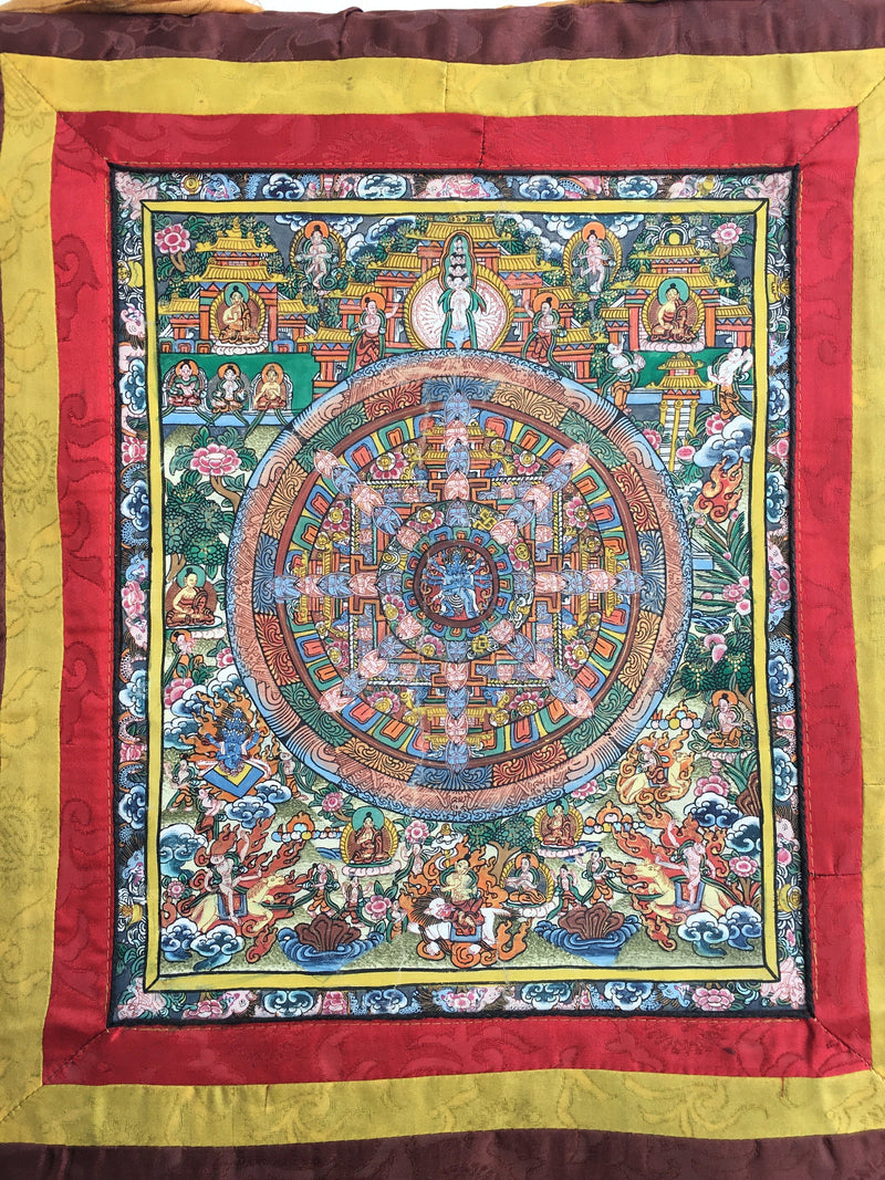 Brocade Mounted Heruka Mandala Thangka | Vintage Collection | Wall Decoration