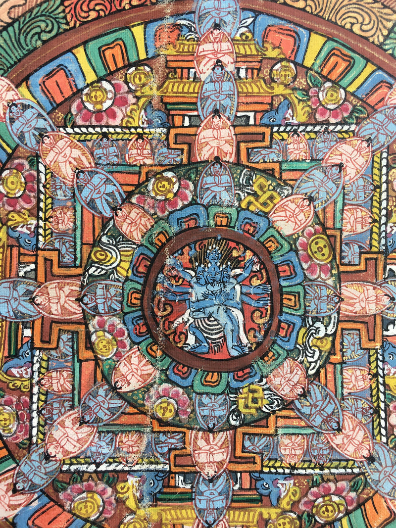 Brocade Mounted Heruka Mandala Thangka | Vintage Collection | Wall Decoration