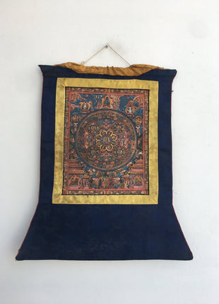 Vintage Buddha Mandala Thangka | Religious Handpainted Art | Wall Hanging Decoration