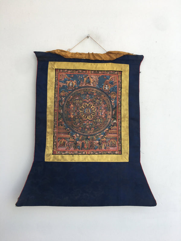 Vintage Buddha Mandala Thangka | Religious Handpainted Art | Wall Hanging Decoration