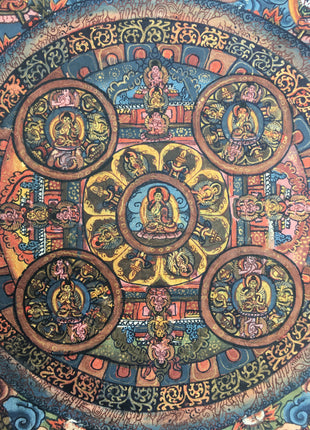 Vintage Buddha Mandala Thangka | Religious Handpainted Art | Wall Hanging Decoration
