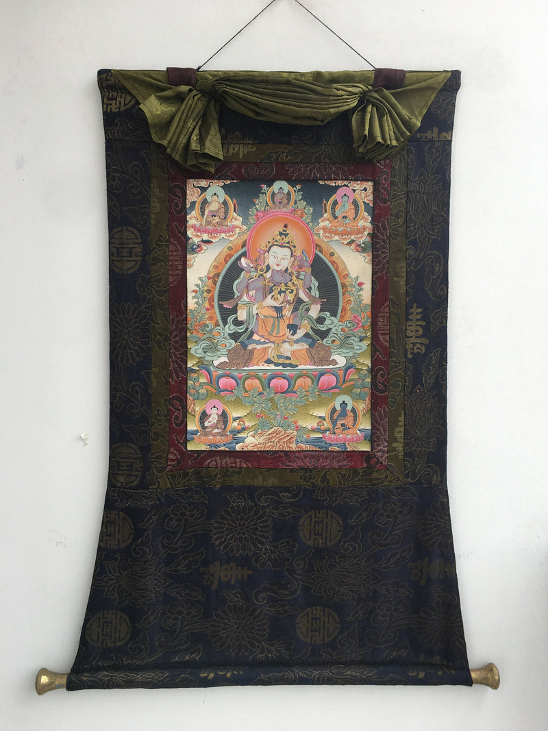 Dorje Sempa Yabyum |Brocade Mounted Original Hand Painted Thangka
