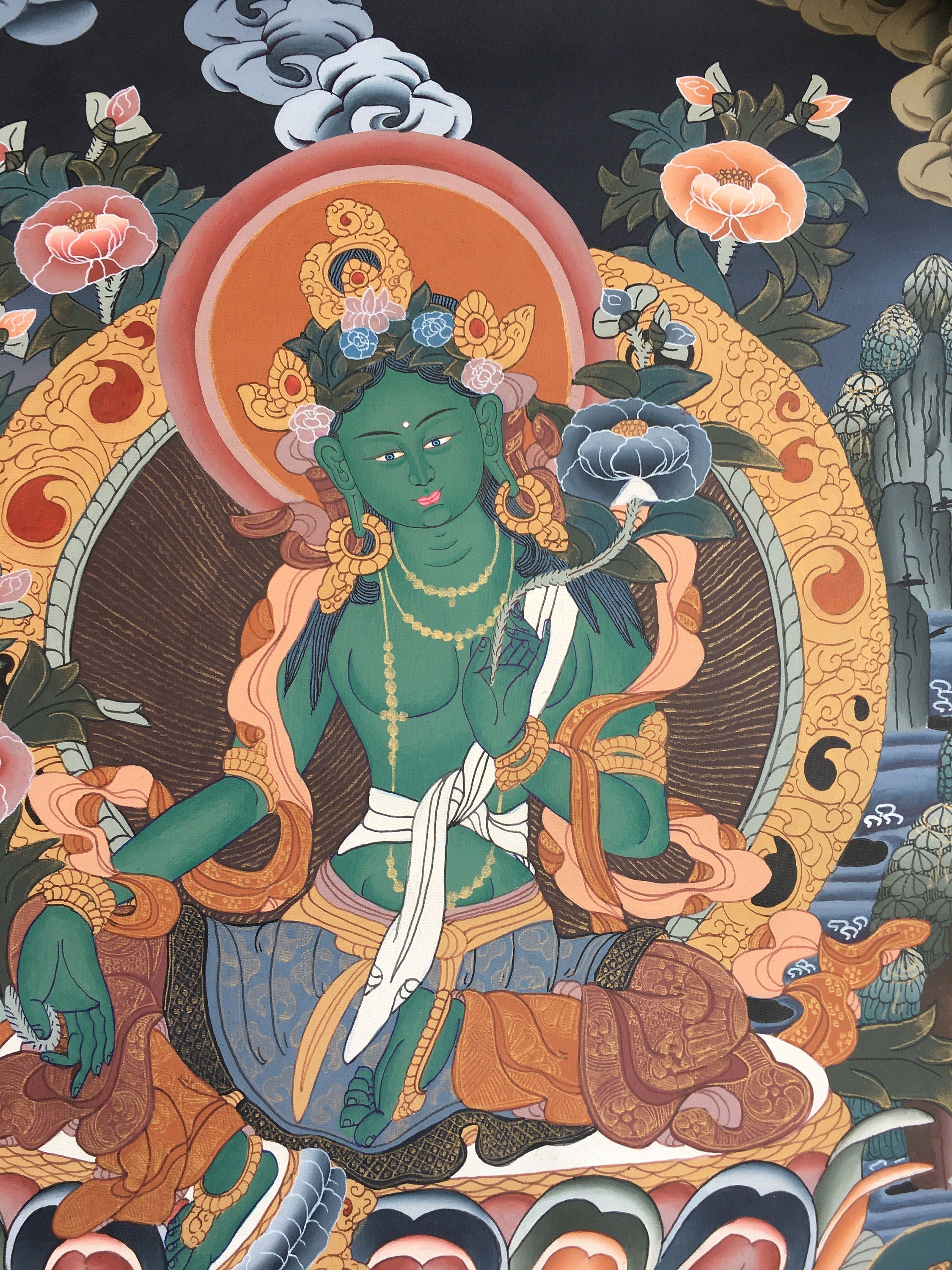 Mother Green Tara | Tara Tibetan Buddhist Thangka | Wall Decors