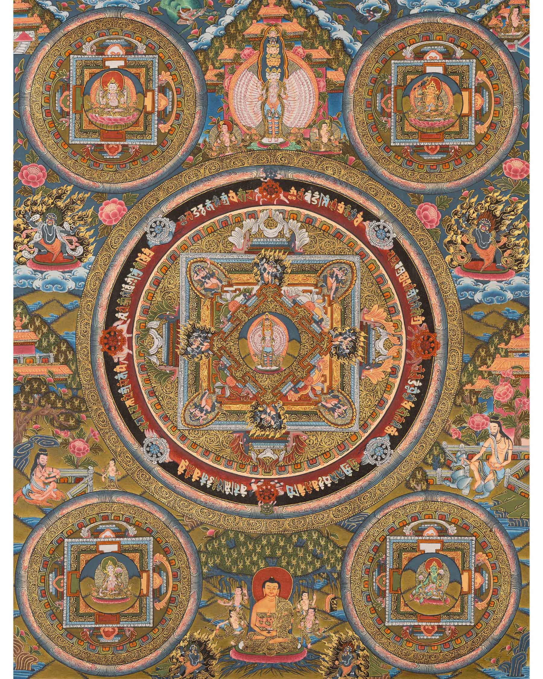 1000 Armed Chengrezig  | Buddhist Mandala Thangka