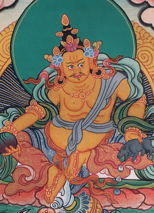 Small Yellow Dzambala Thangka | God of Wealth
