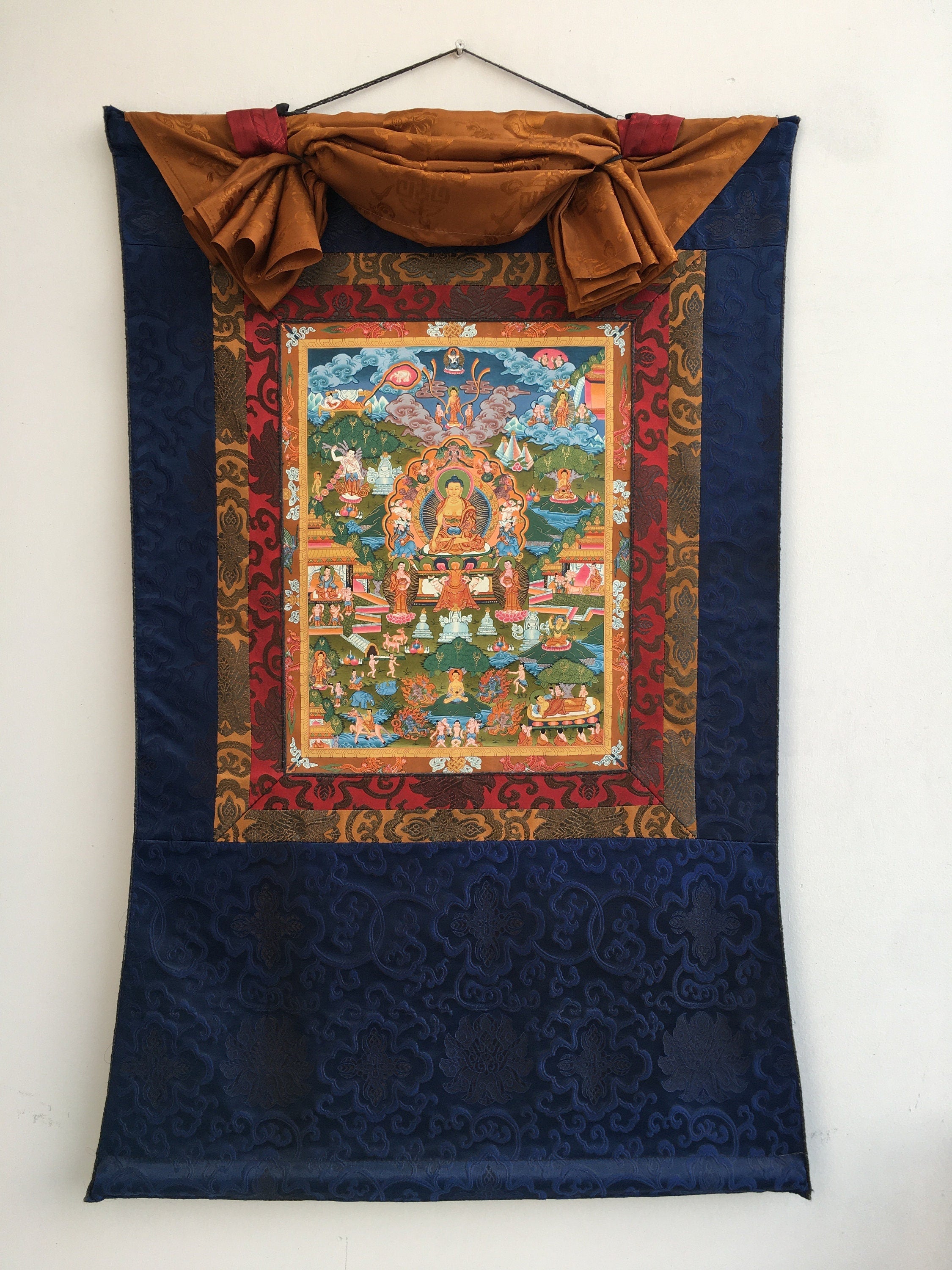 Small Sized Buddha Life Story | Original Hand-Painted Tibetan  Painting