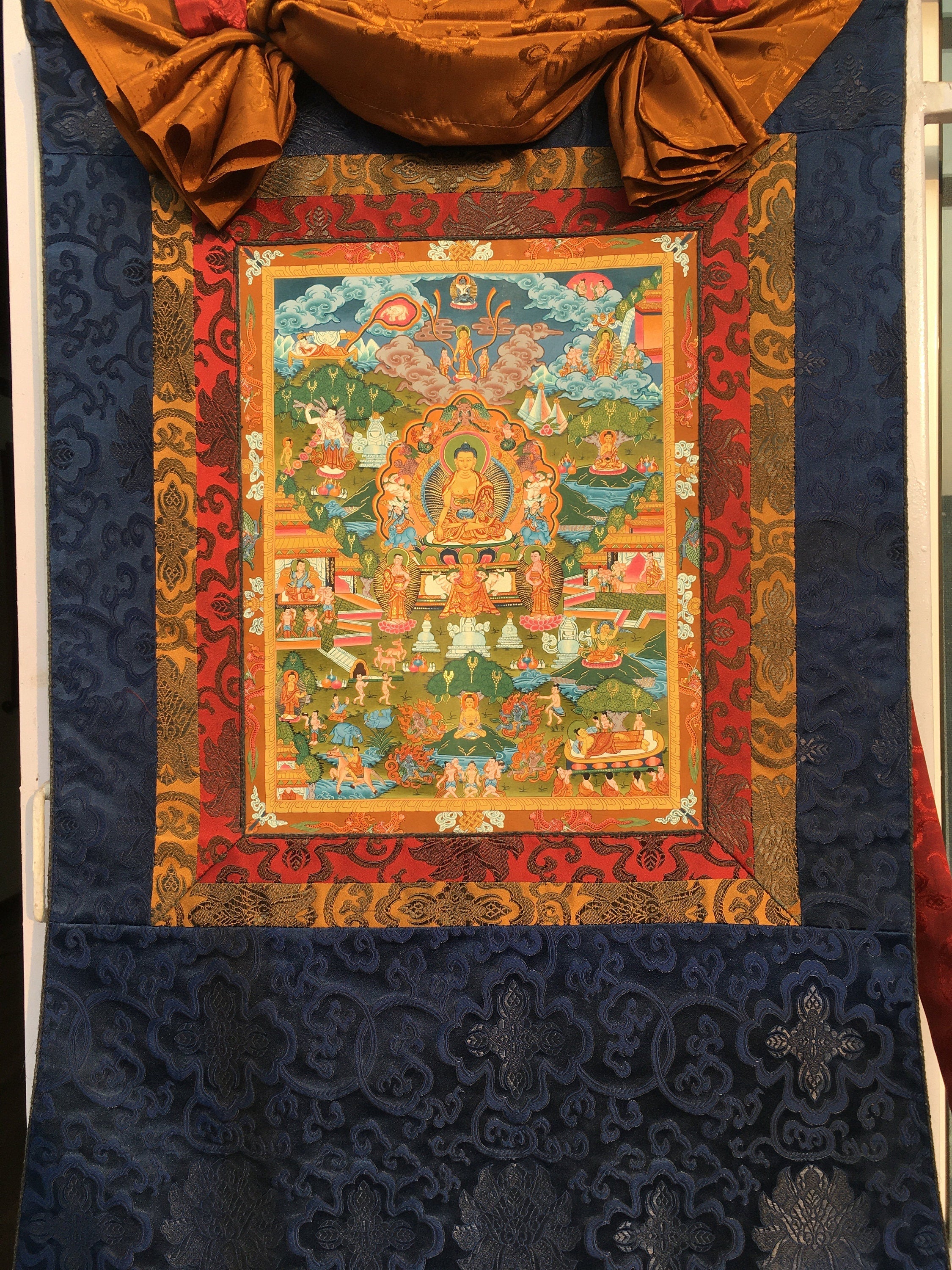 Small Sized Buddha Life Story | Original Hand-Painted Tibetan  Painting