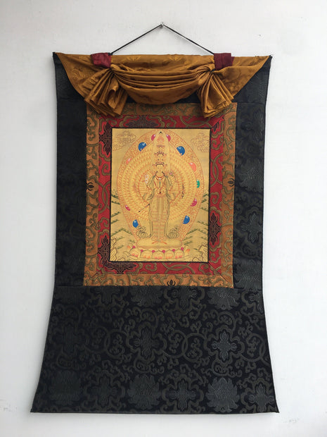 Avalokiteshavara Thangka Painting | CompassionTibetan Lokeshwor Art