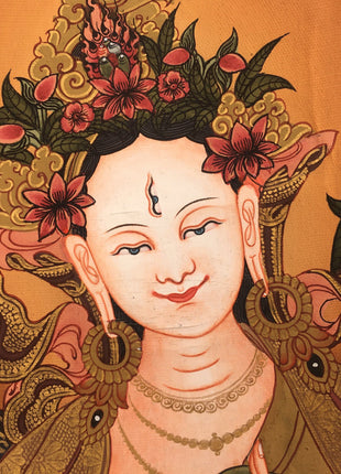 Tara Brocade Mounted Thangka  | Spiritual Gift for Buddhists