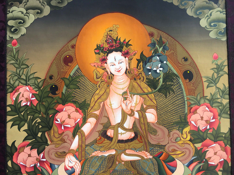Tara Brocade Mounted Thangka  | Spiritual Gift for Buddhists