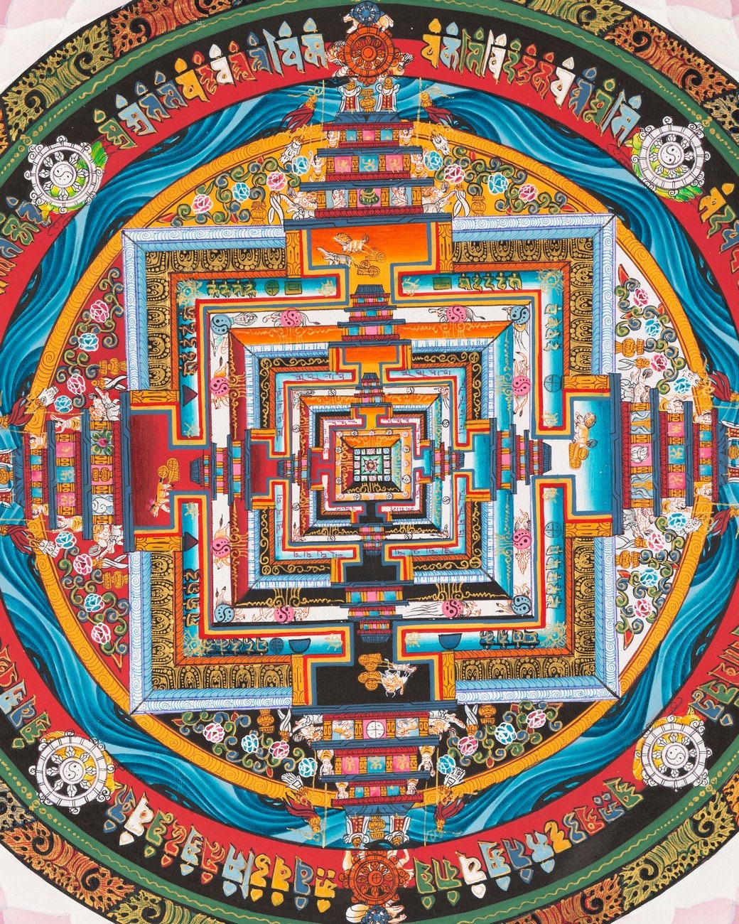Buddhist Kalachara Mandala Thangka | Orginal Mandala Thangka Painting | Genuine Hand Painted  Tibetan Lotus Mandala | Buddhist Mandala