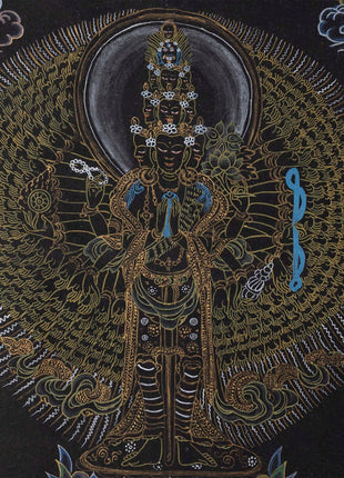 1000 Armed Avalokiteshvara Thangka | Buddhist Bodhisattva Handpaint | Wall Decor