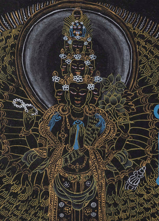 1000 Armed Avalokiteshvara Thangka | Buddhist Bodhisattva Handpaint | Wall Decor