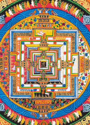 Mandala Art Thangka | Buddhist Kalachakra Mandala | Wall Hanging Decoration