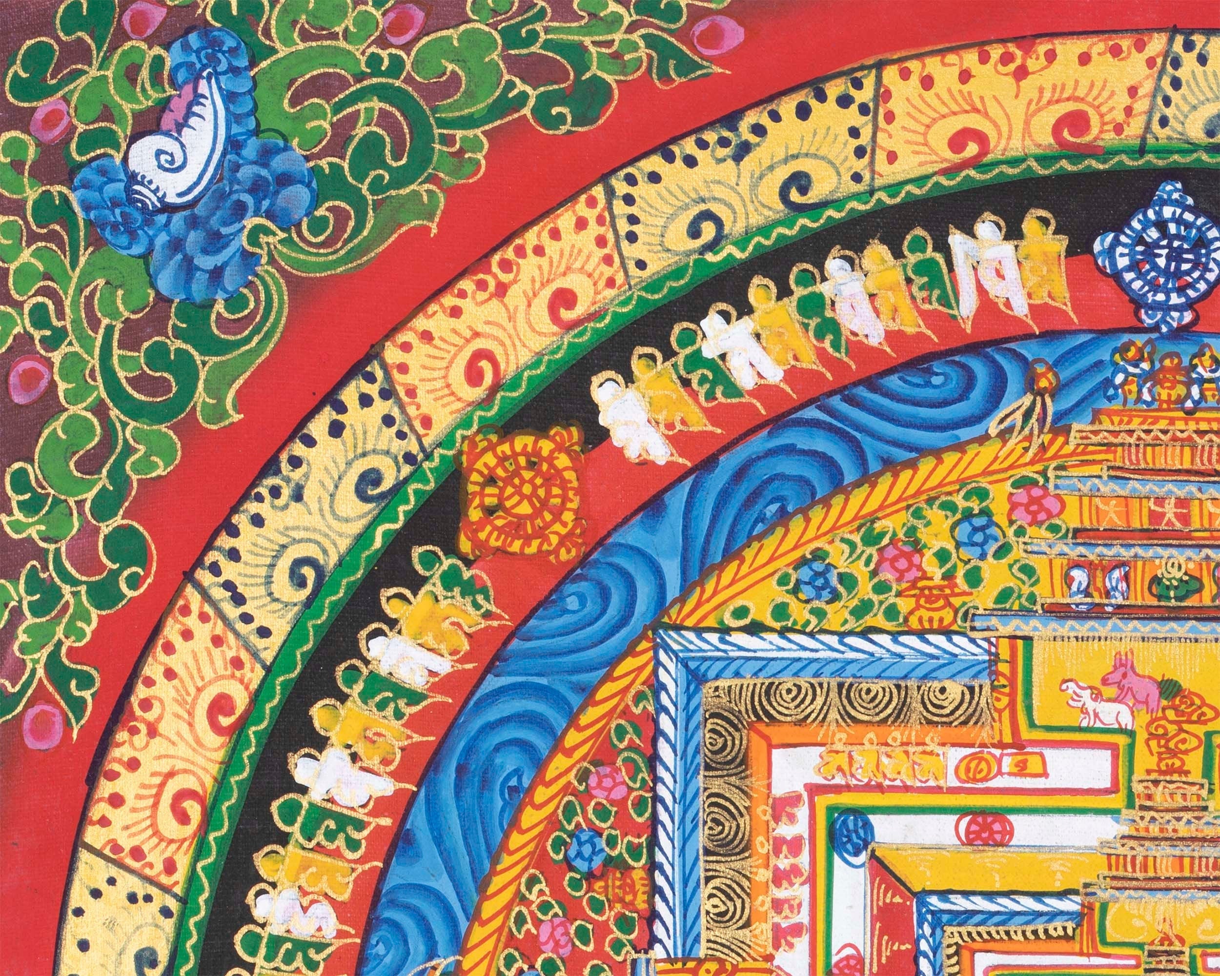 Buddhist Kalachakra Mandala Thangka | Hand Painted On Cotton Canvas | Wall Decorations
