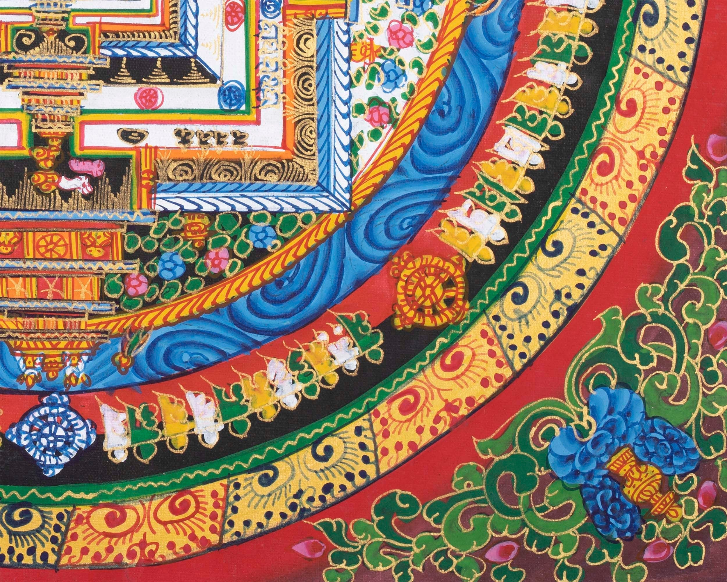 Buddhist Kalachakra Mandala Thangka | Hand Painted On Cotton Canvas | Wall Decorations