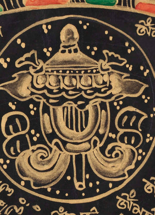 Auspicious Mantra Mandala | Buddhist Handpainted Art | Religious Wall Hanging Decor
