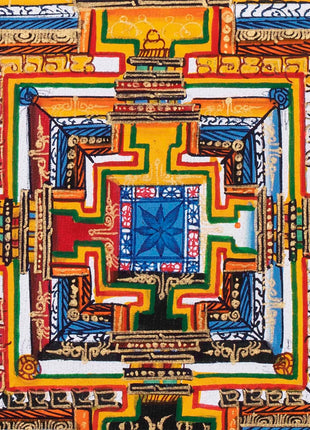 Traditional Kalachakra Mandala Thangka | Religious Handpainted Art | Wall Hanging Decor