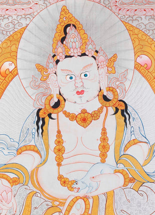 Yellow Dzambhala Mantra | Original Hand-painted Dzambala Thangka Painting