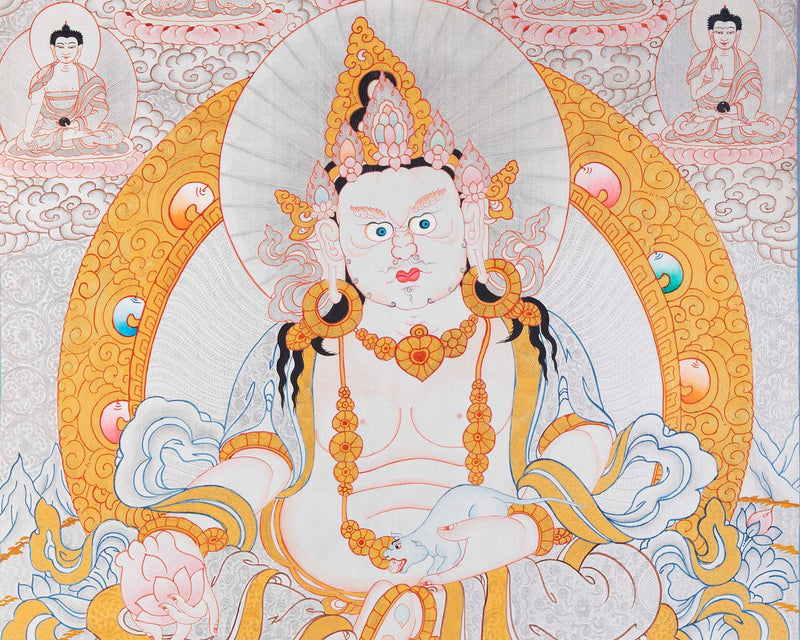 Yellow Dzambhala Mantra | Original Hand-painted Dzambala Thangka Painting