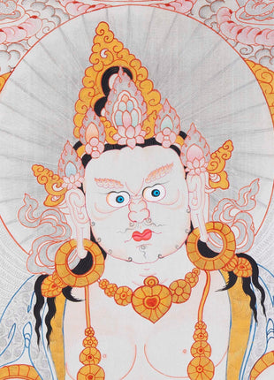 Yellow Dzambhala Mantra | Original Hand-painted Dzambala Thangka Painting