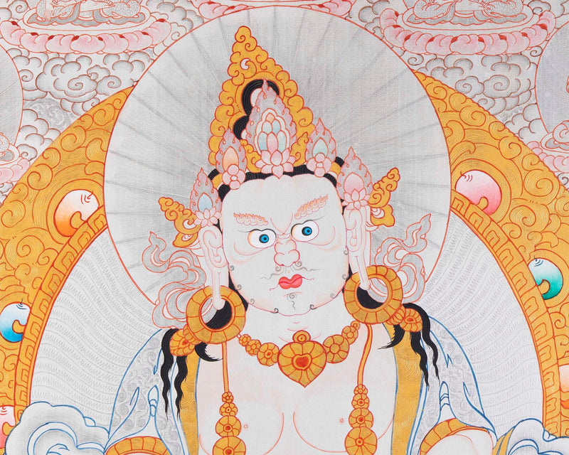 Yellow Dzambhala Mantra | Original Hand-painted Dzambala Thangka Painting