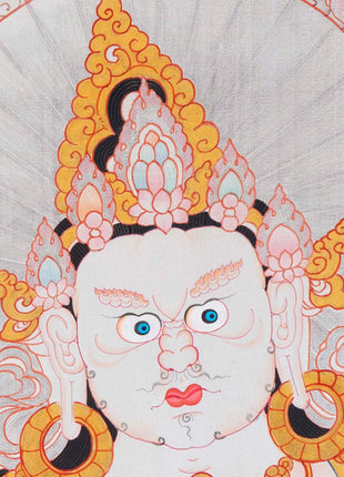 Yellow Dzambhala Mantra | Original Hand-painted Dzambala Thangka Painting