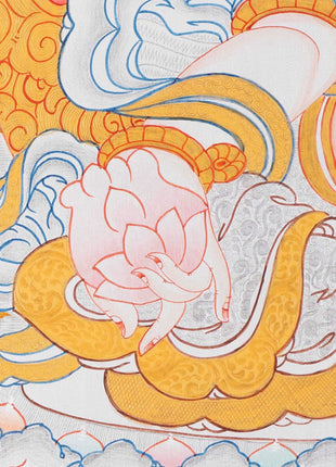 Yellow Dzambhala Mantra | Original Hand-painted Dzambala Thangka Painting