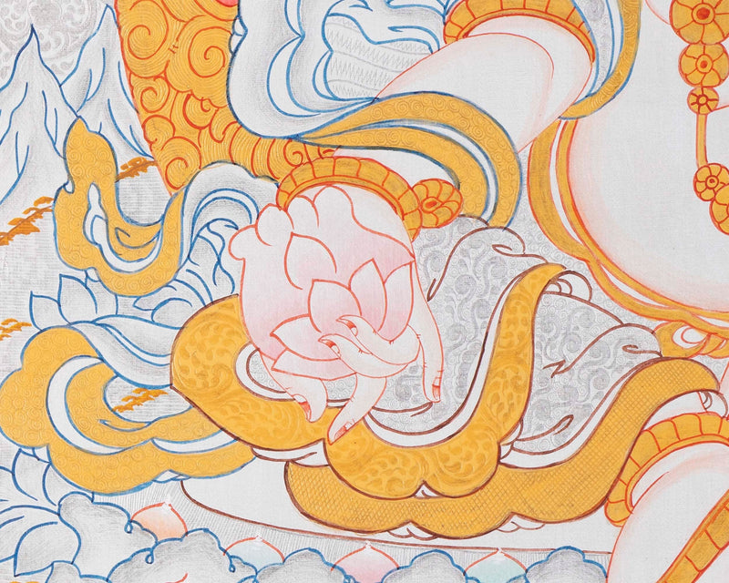 Yellow Dzambhala Mantra | Original Hand-painted Dzambala Thangka Painting