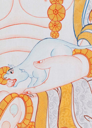 Yellow Dzambhala Mantra | Original Hand-painted Dzambala Thangka Painting