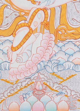 Yellow Dzambhala Mantra | Original Hand-painted Dzambala Thangka Painting