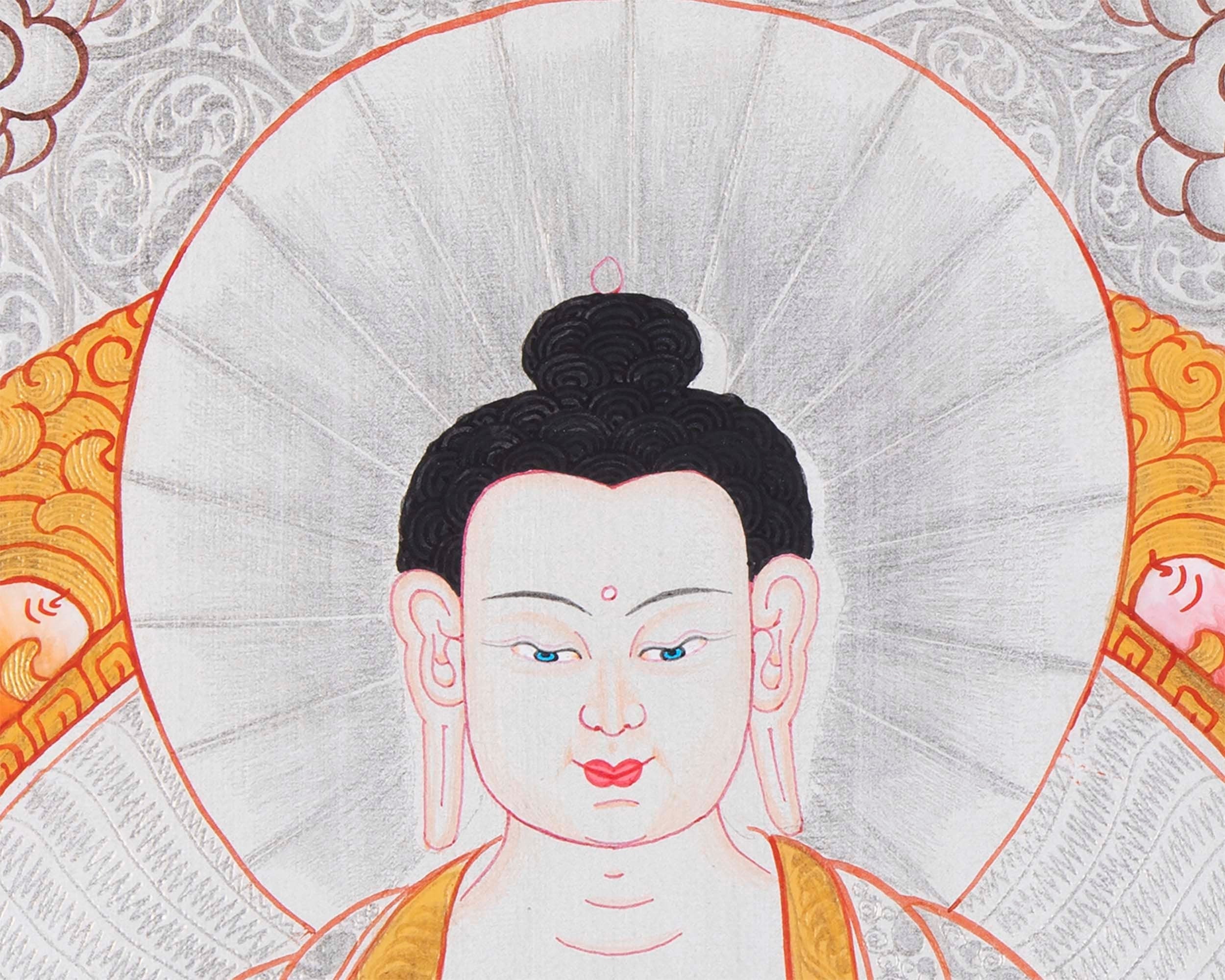 Dipankara, Gautama & Maitreya Surrounded By Aksobhya, Amitabha, Amoghasiddhi, Ratnasambhava And Vairocana