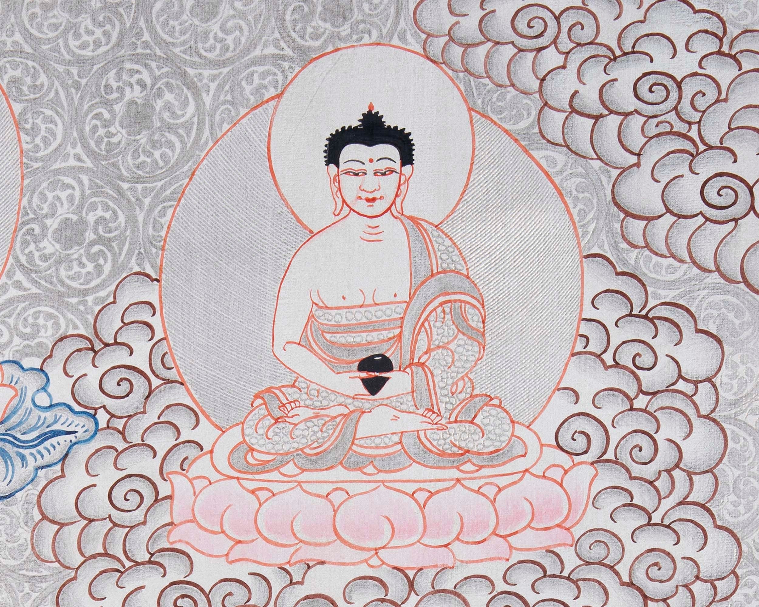 Dipankara, Gautama & Maitreya Surrounded By Aksobhya, Amitabha, Amoghasiddhi, Ratnasambhava And Vairocana