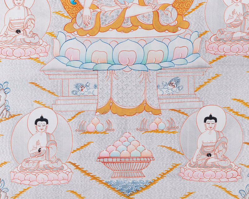Dipankara, Gautama & Maitreya Surrounded By Aksobhya, Amitabha, Amoghasiddhi, Ratnasambhava And Vairocana