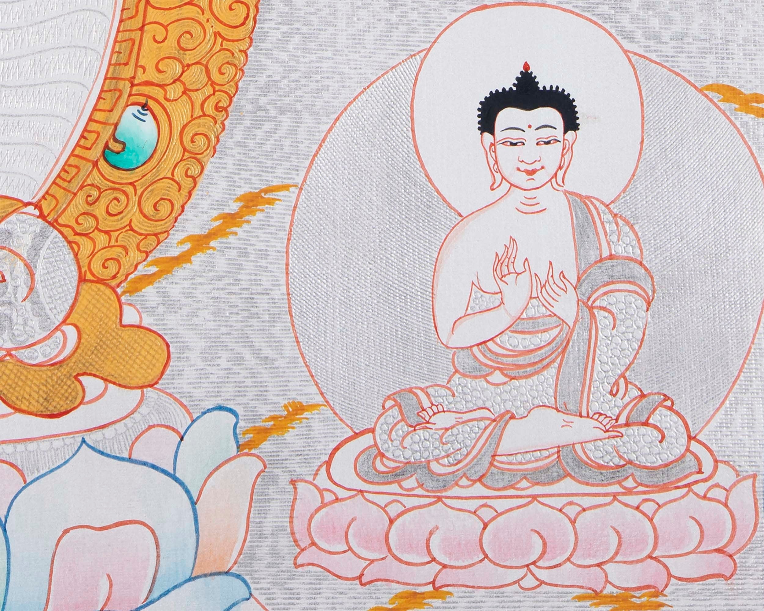 Dipankara, Gautama & Maitreya Surrounded By Aksobhya, Amitabha, Amoghasiddhi, Ratnasambhava And Vairocana