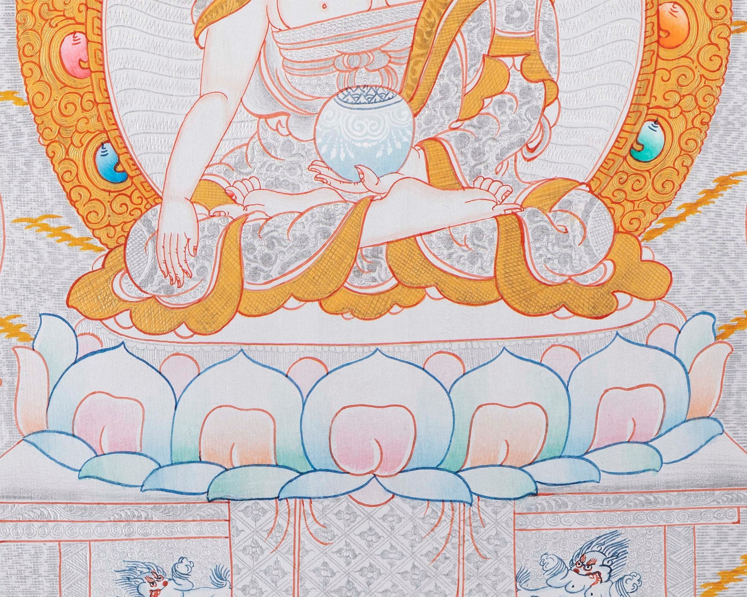 Dipankara, Gautama & Maitreya Surrounded By Aksobhya, Amitabha, Amoghasiddhi, Ratnasambhava And Vairocana