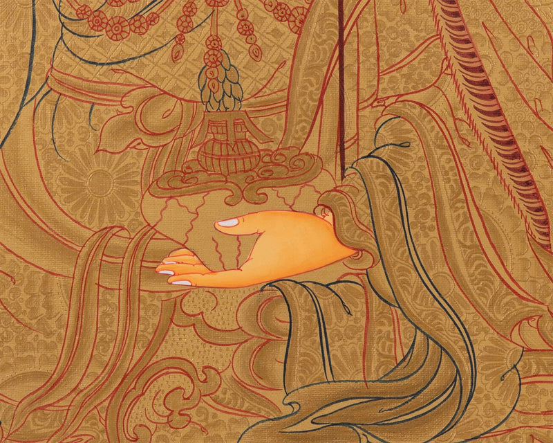 Original Hand painted Guru Rinpoche Thangka | Spiritual Art for Yoga meditation