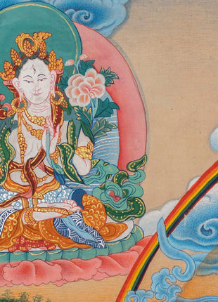 Brocade Chengrezig Thanka |  Buddhist Wall hanging