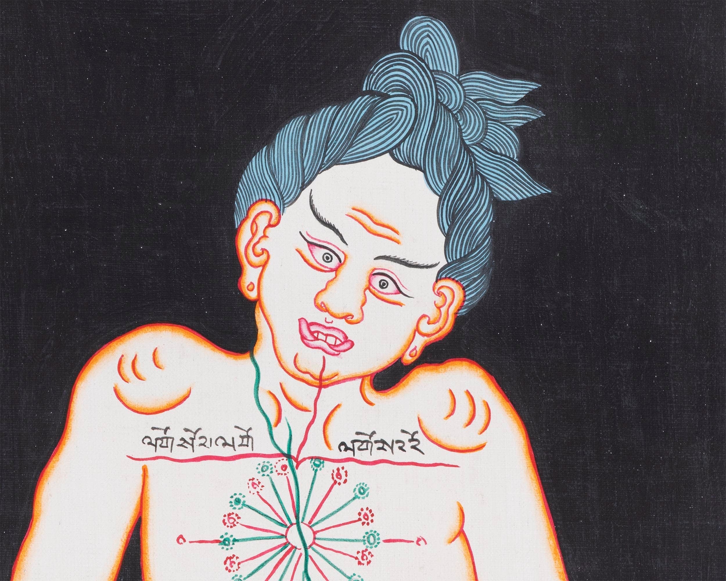 Ancient Depiction of Physical Form Used in Tibet | Three anatomical figures