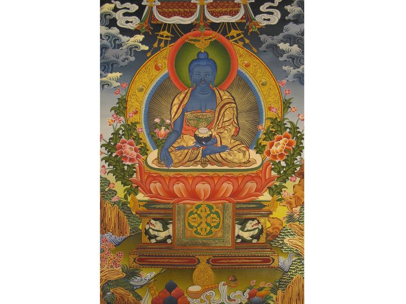 Fine Quality Thangka Of Medicine Buddha | Bhaisajyaguru