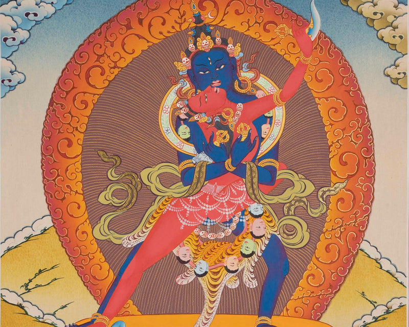 Chakrasamvara and Vajravarahi Thangka | Hand Painted Buddhist Art | Wall Decor