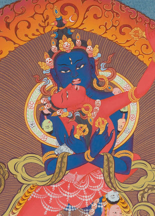 Chakrasamvara and Vajravarahi Thangka | Hand Painted Buddhist Art | Wall Decor