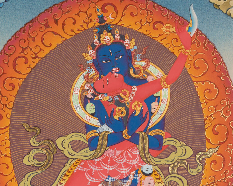 Chakrasamvara and Vajravarahi Thangka | Hand Painted Buddhist Art | Wall Decor