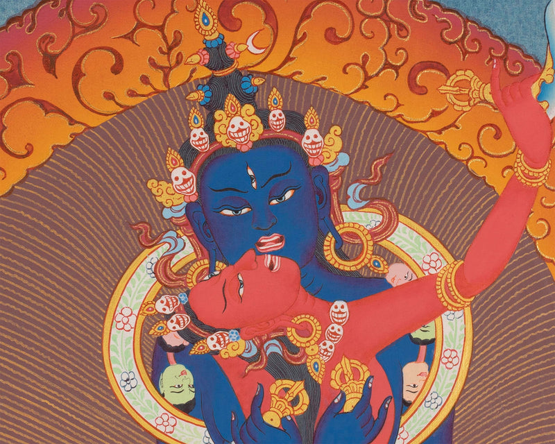 Chakrasamvara and Vajravarahi Thangka | Hand Painted Buddhist Art | Wall Decor