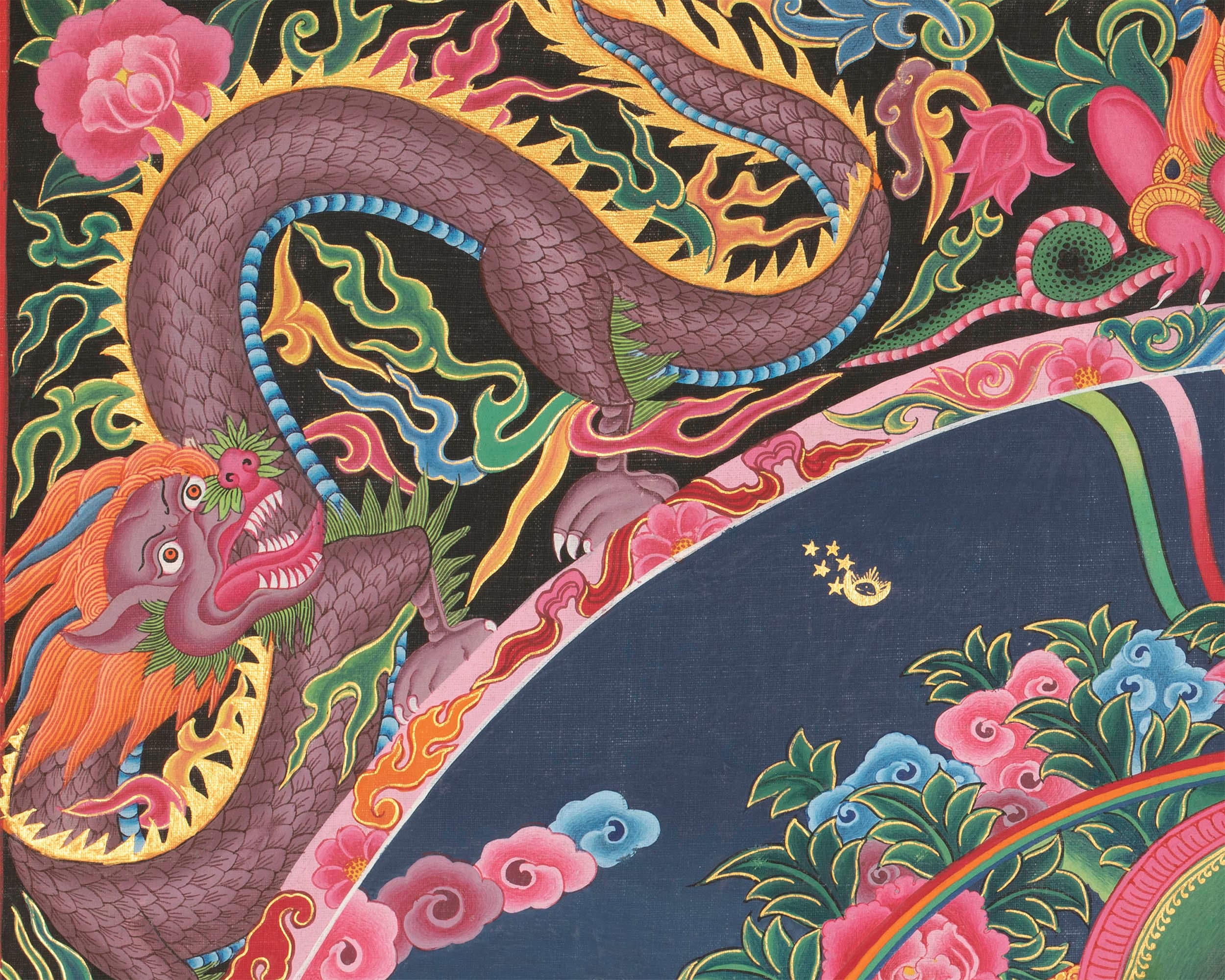 4 Armed Chengrezig Thangka | Buddhist Newari Art Style from Kathmandu Nepal