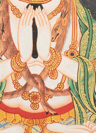4 Armed Chengrezig Thangka | Buddhist Newari Art Style from Kathmandu Nepal